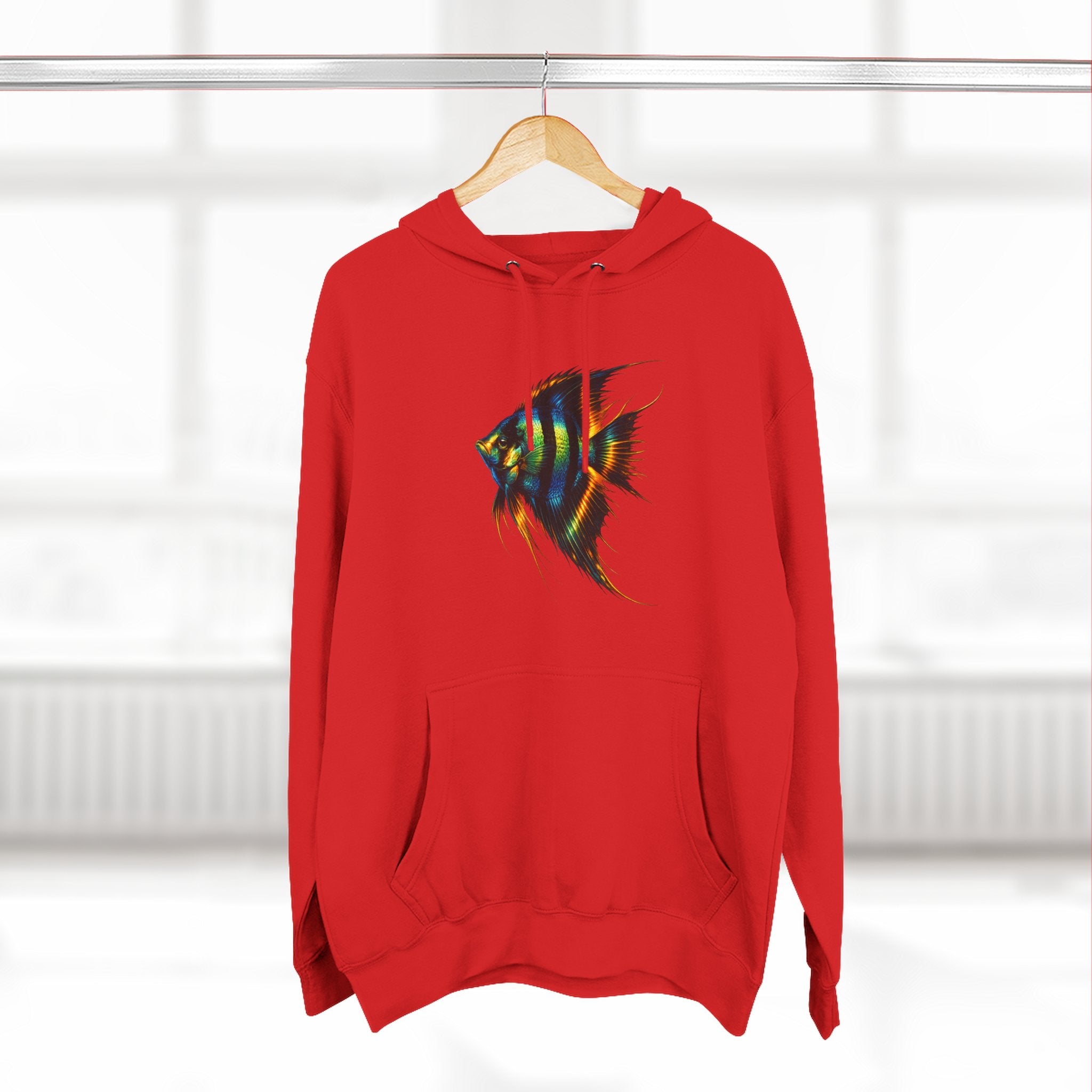 Angelfish Watercolor Hoodie – Colorful Aquarium Fish Graphic Fleece Pullover