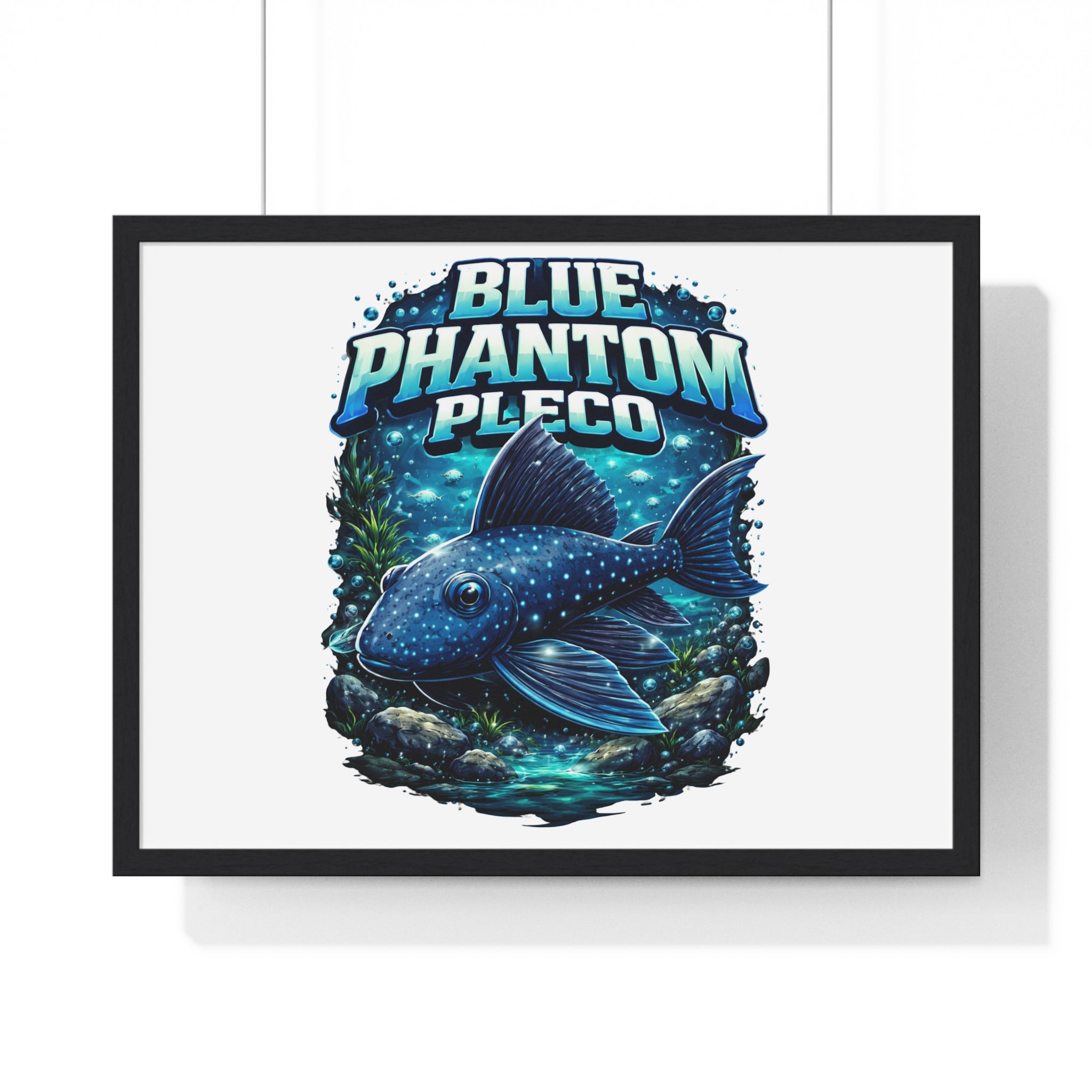 Blue Phantom Pleco Framed Poster — Aquatic Fish Art Print