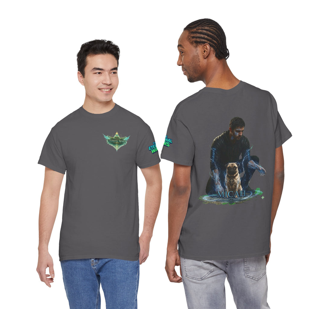 T-Shirt — Nature Warrior Graphic Tee with Man and Dog Illustration