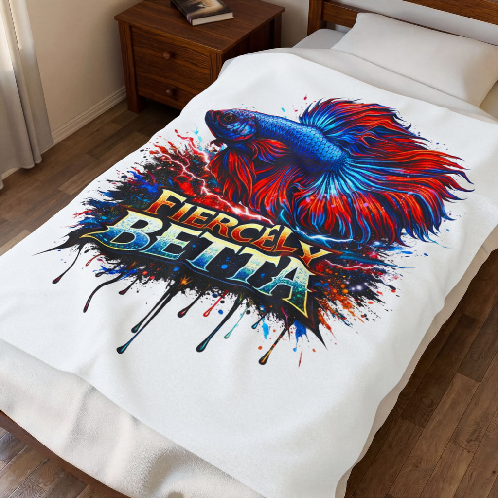 Fiercely Betta Plush Blanket — Vibrant Betta Fish Throw for Fish Lovers