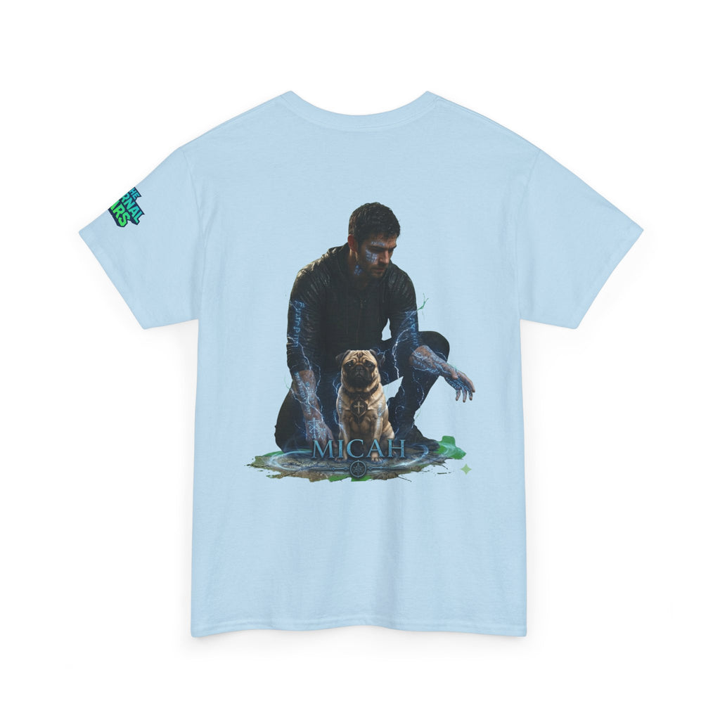 T-Shirt — Nature Warrior Graphic Tee with Man and Dog Illustration