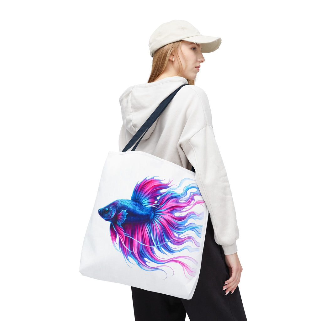 Colorful Betta Fish Tote Bag — Vibrant Blue & Pink Aquatic Art Beach Tote