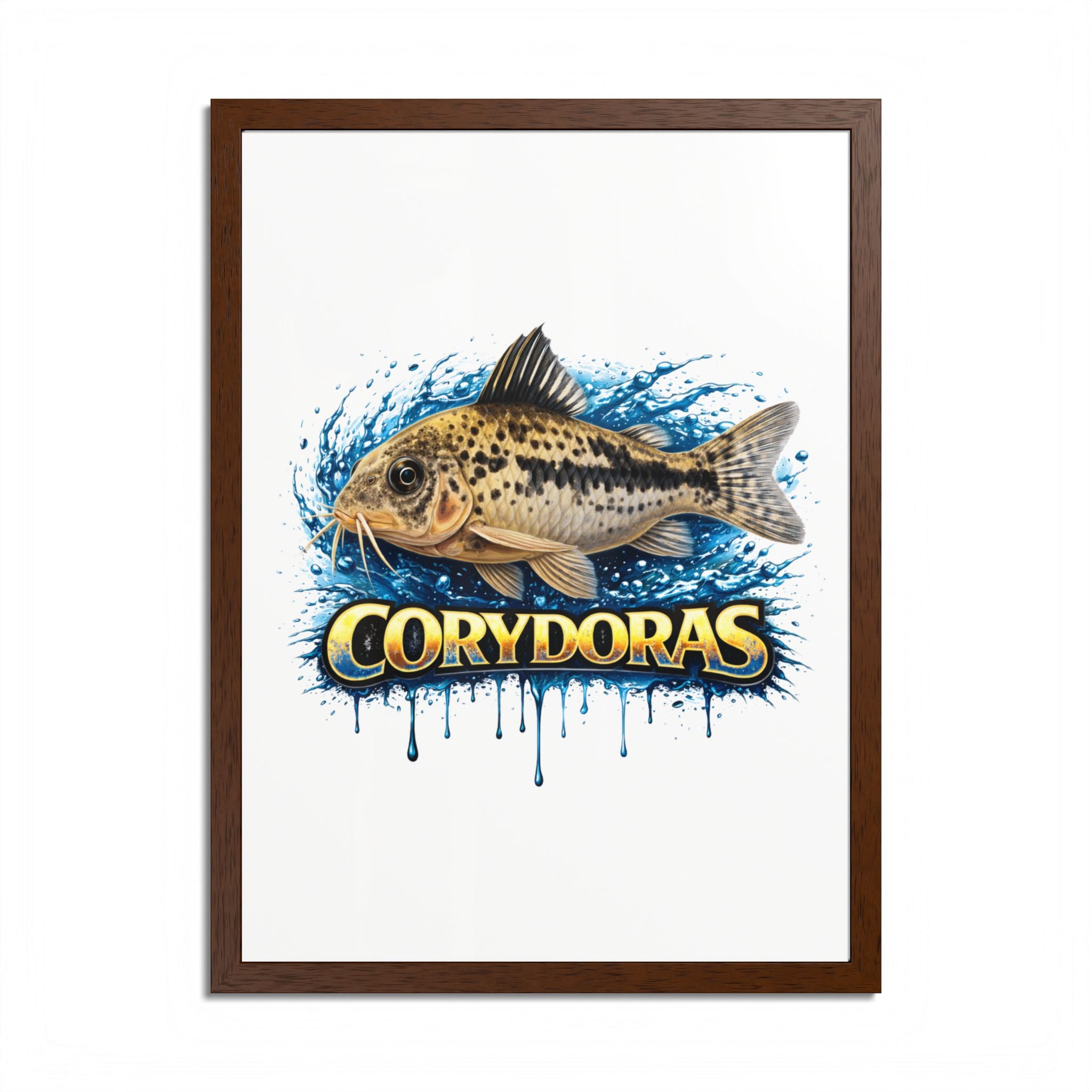 Corydoras Fish Framed Poster — Colorful Aquarium Art Print