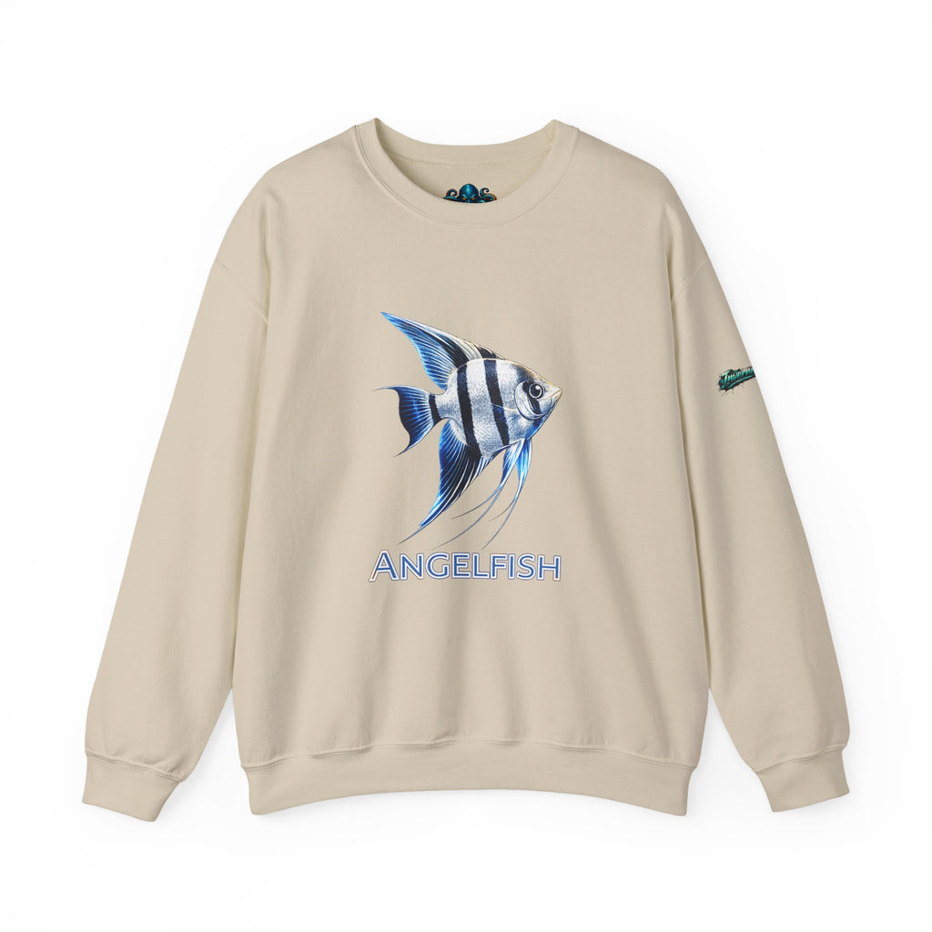 Angelfish Crewneck Sweatshirt — Blue Tropical Fish Graphic