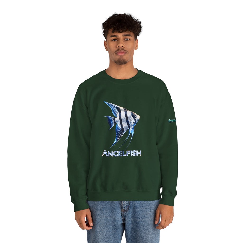 Angelfish Crewneck Sweatshirt — Blue Tropical Fish Graphic