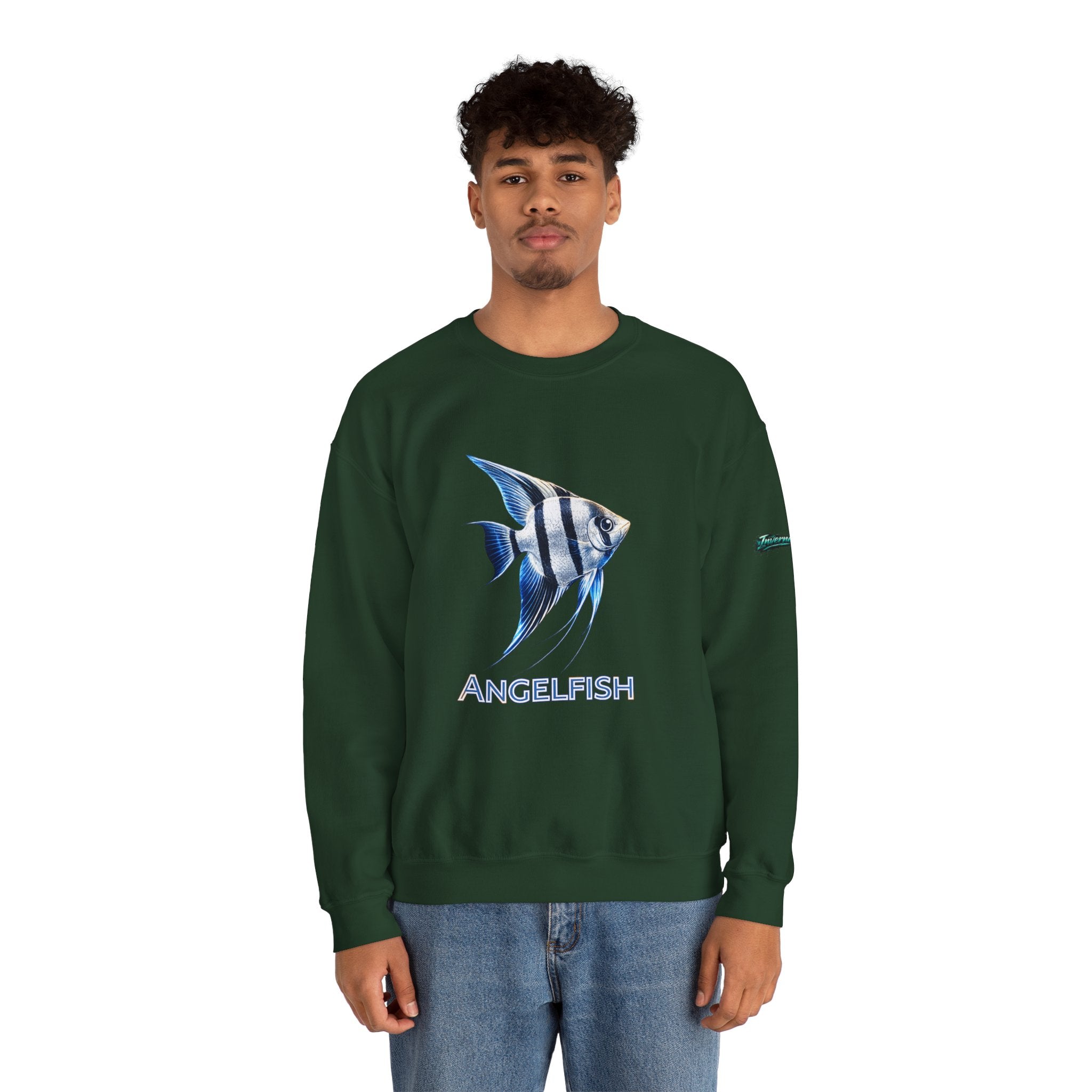 Angelfish Crewneck Sweatshirt — Blue Tropical Fish Graphic