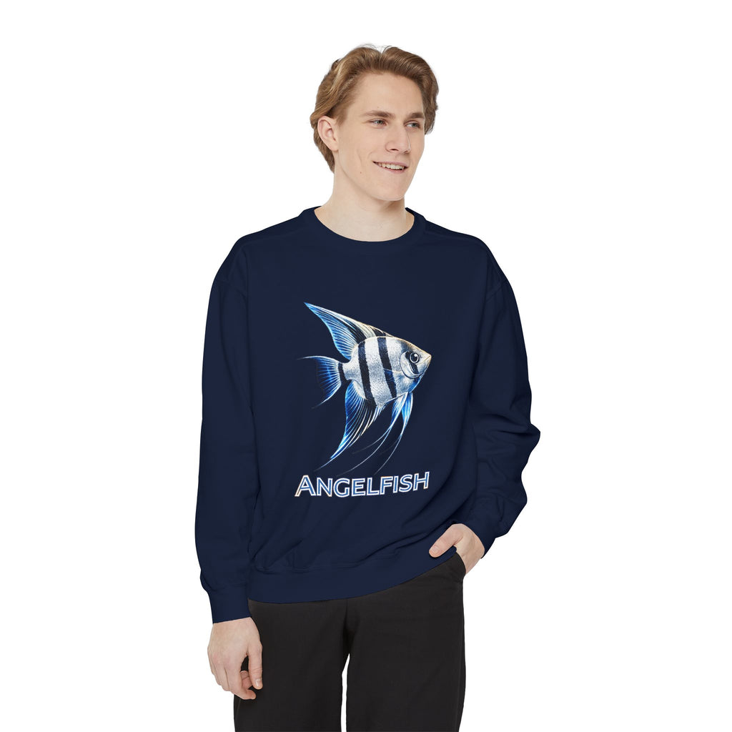 Angelfish Graphic Sweatshirt — Blue Tropical Fish Crewneck