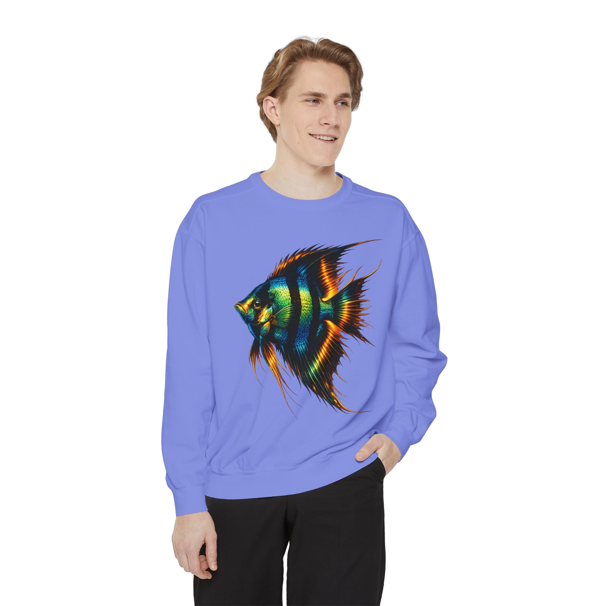 Angelfish Art Sweatshirt — Colorful Aquarium Fish Graphic Sweatshirt