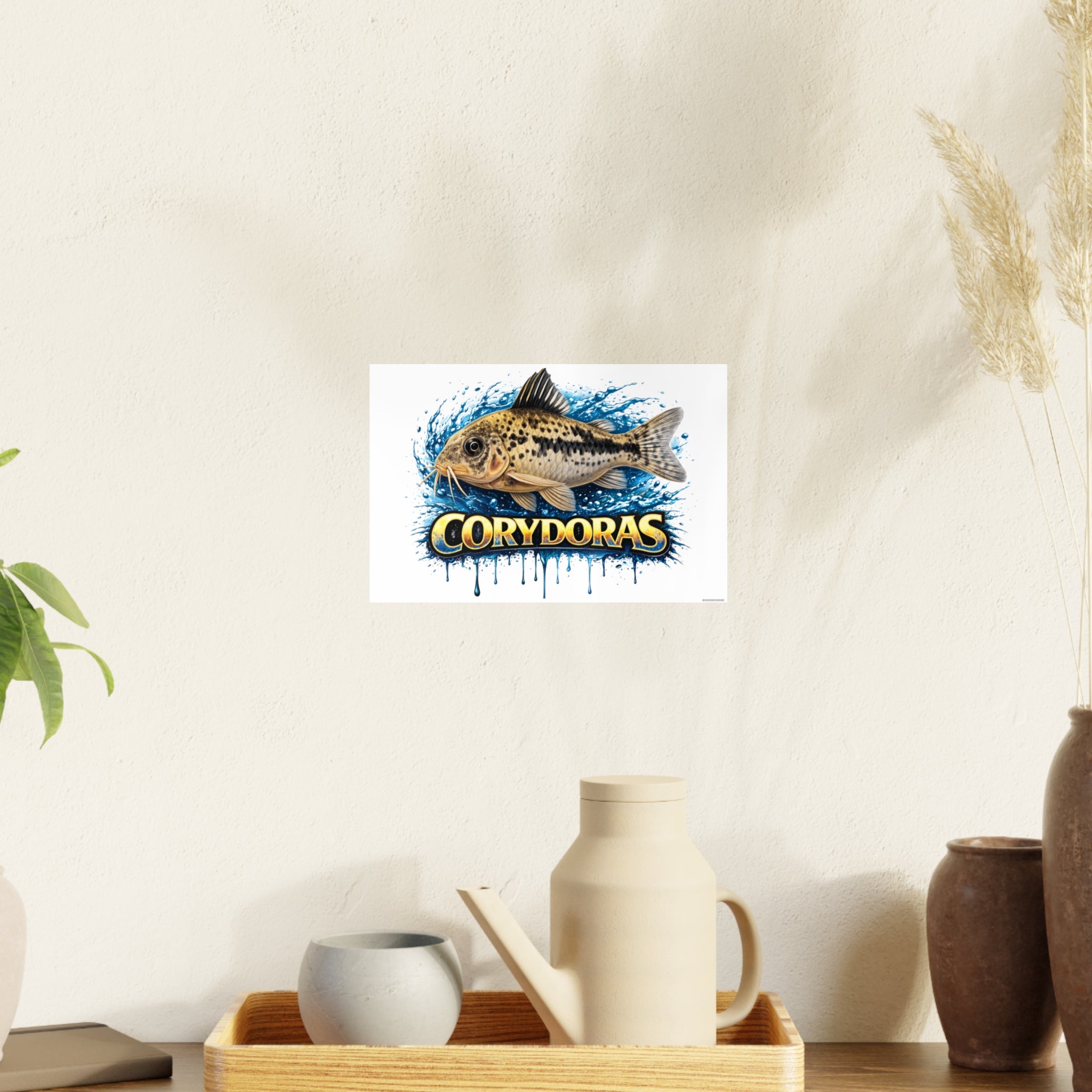 Peppered Corydoras Fish Art Poster — Vibrant Aquarium Print