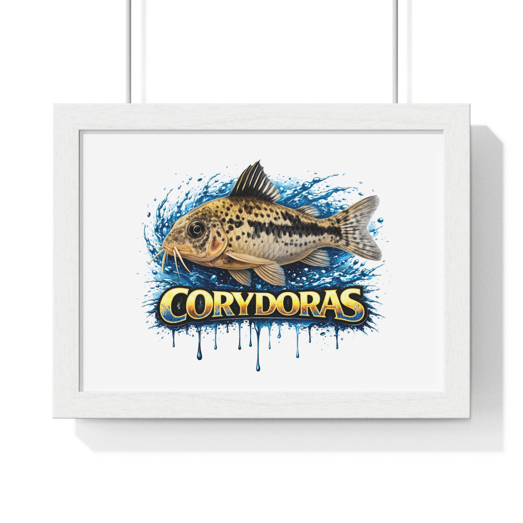 Peppered Corydoras Fish Framed Poster — Aquarium Wall Art