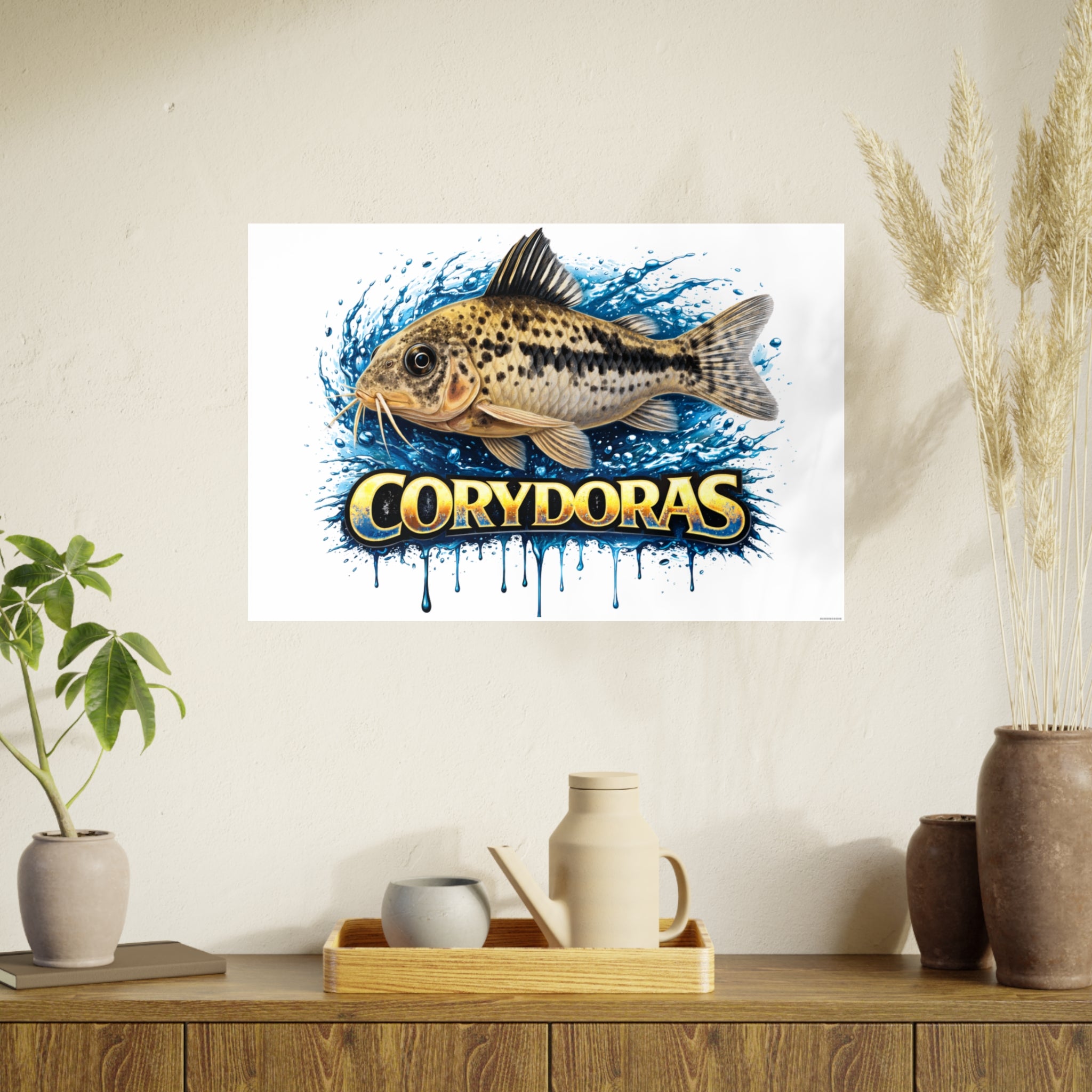 Peppered Corydoras Fish Art Poster — Vibrant Aquarium Print