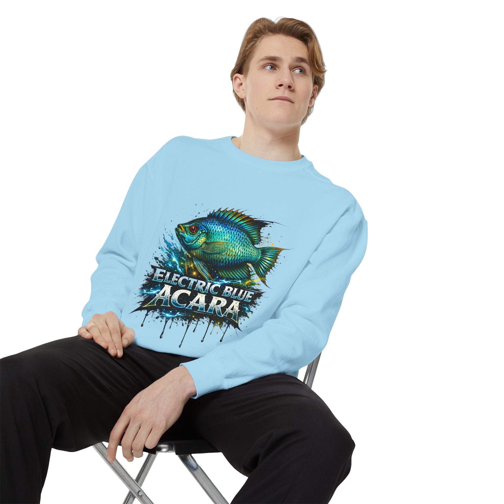 Electric Blue Acara – Garment-Dyed Premium Sweatshirt