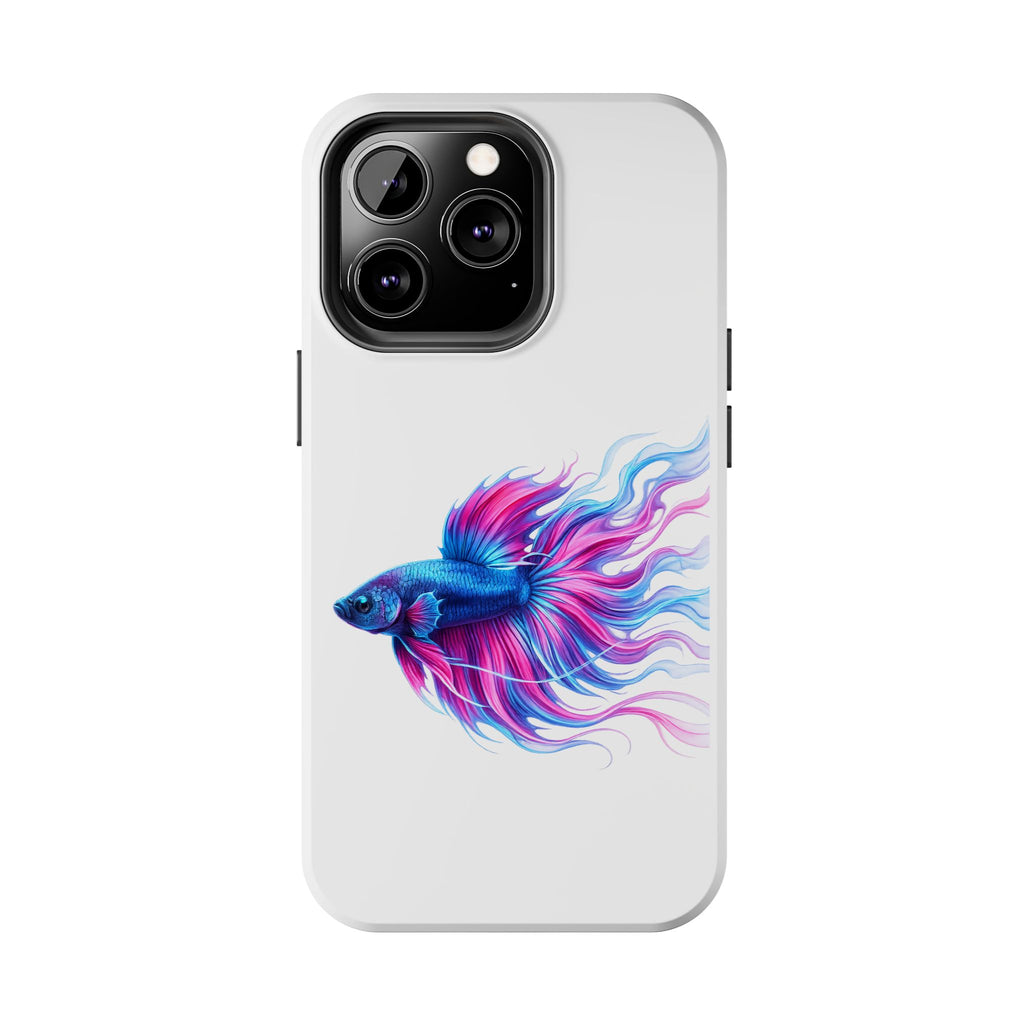 Betta Fish Tough Phone Case — Colorful Blue & Pink Aquarium Art