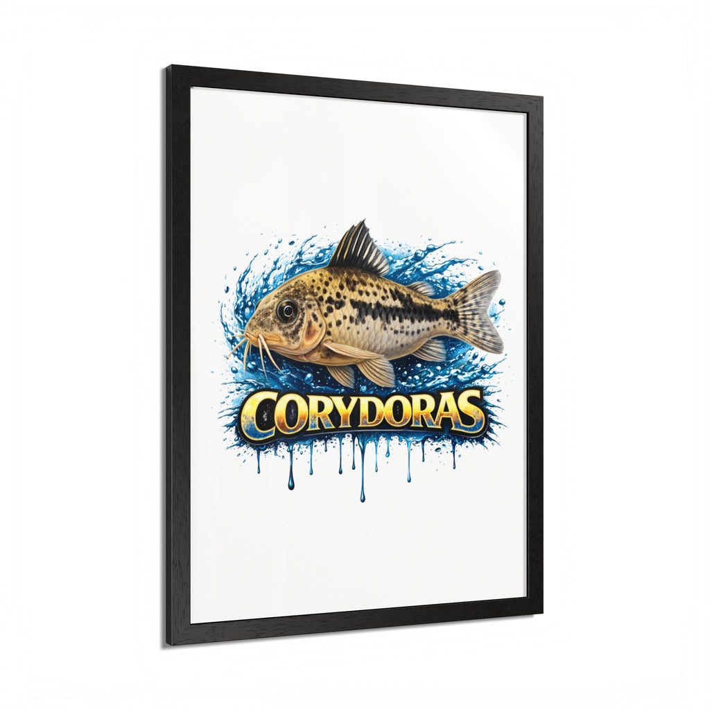 Corydoras Fish Framed Poster — Colorful Aquarium Art Print