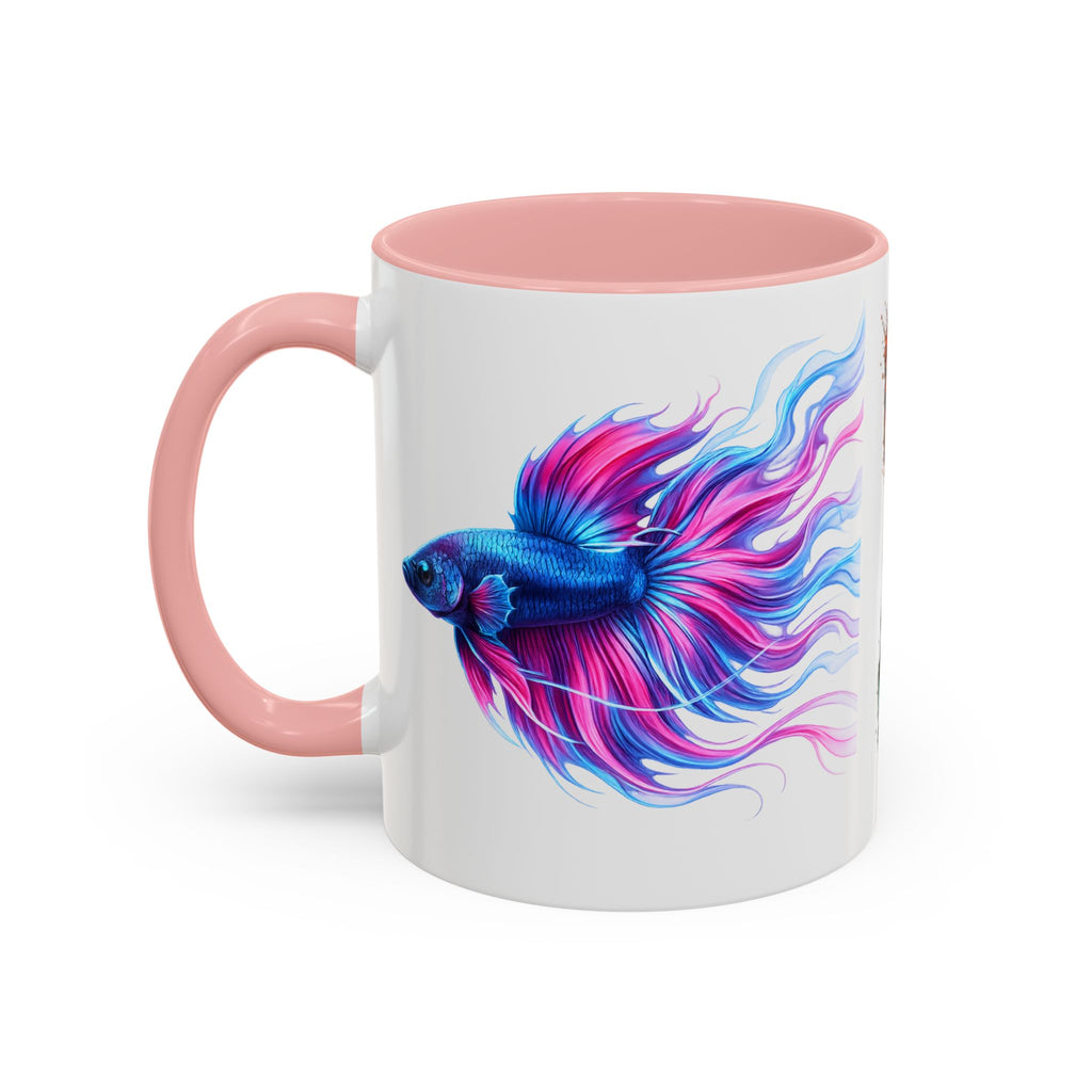 Betta Fish Accent Coffee Mug — Vibrant Neon Betta Design (11/15 oz)