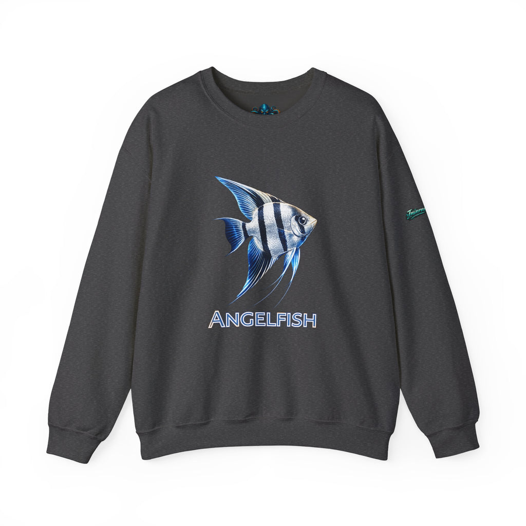 Angelfish Crewneck Sweatshirt — Blue Tropical Fish Graphic