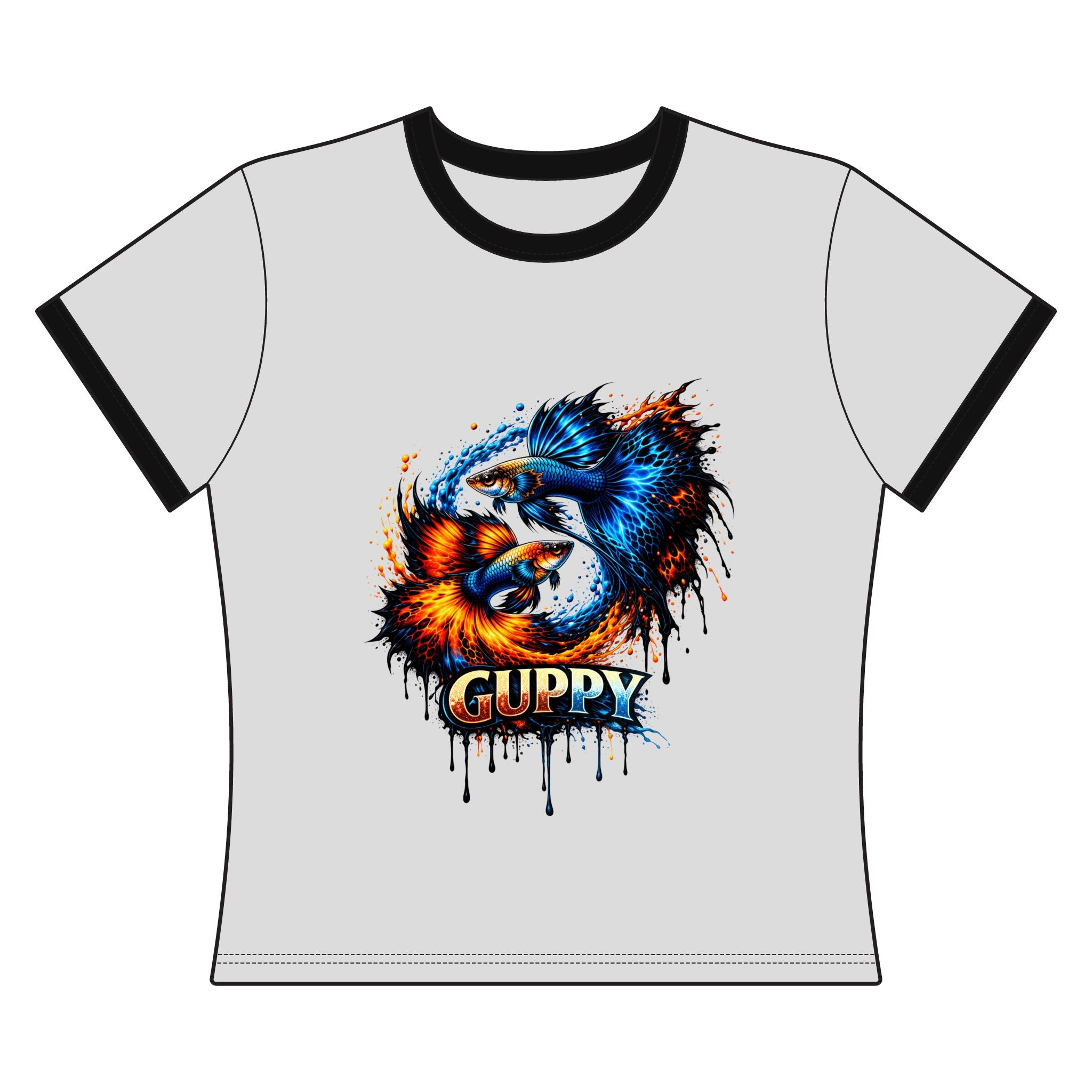 Fire & Ice Guppy – "Neon Flare" Cropped Ringer Tee