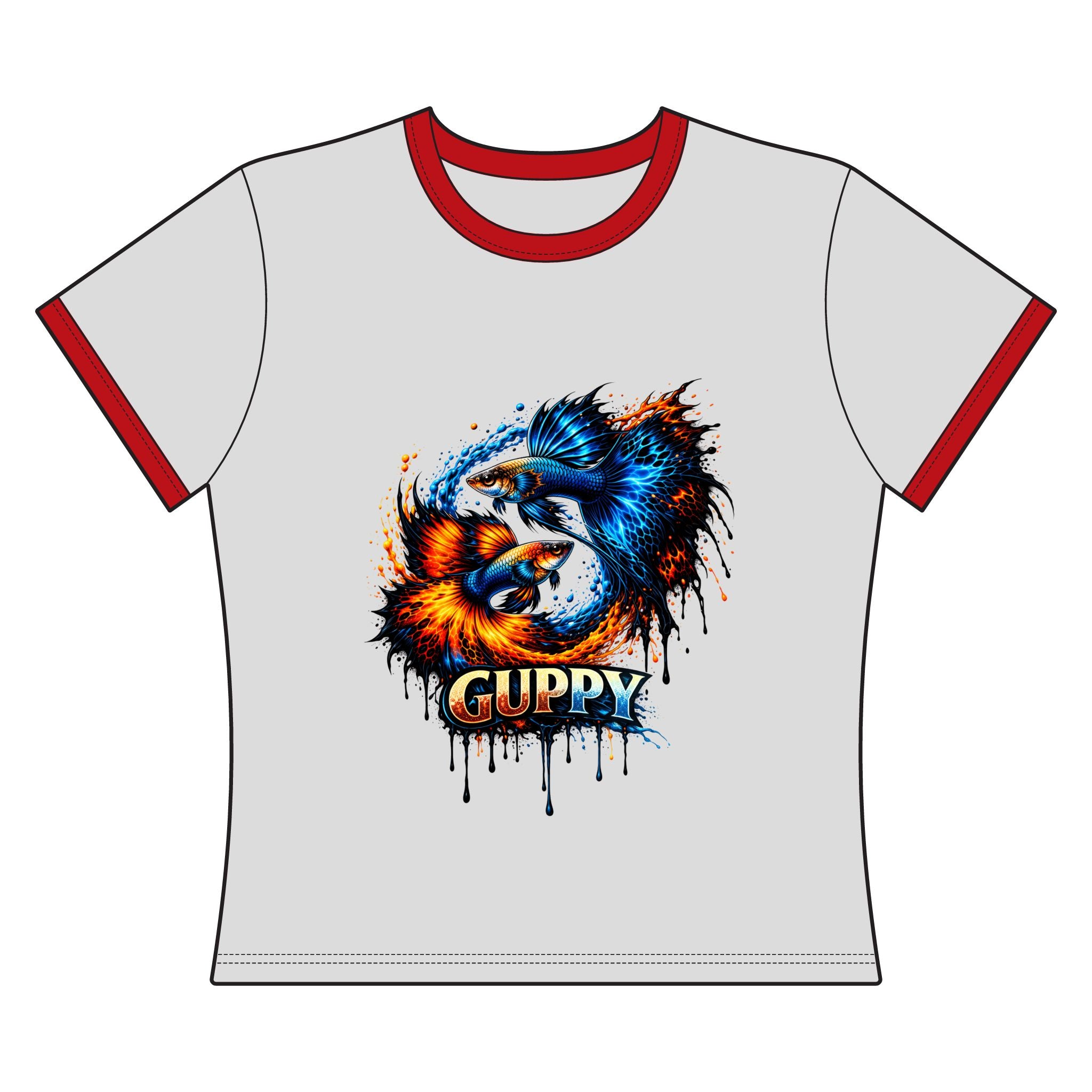 Fire & Ice Guppy – "Neon Flare" Cropped Ringer Tee