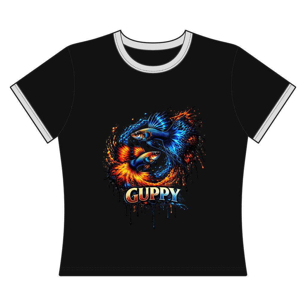 Fire & Ice Guppy – "Neon Flare" Cropped Ringer Tee