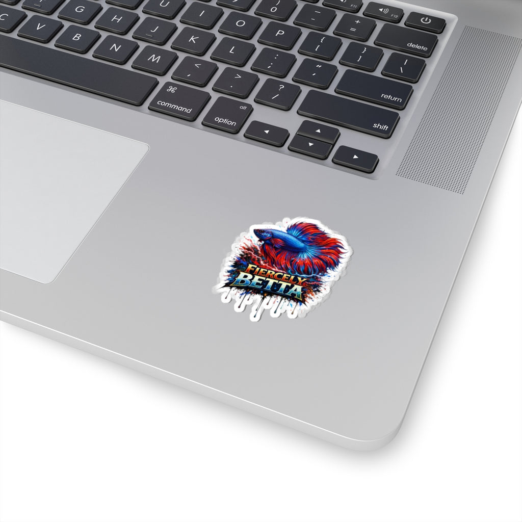 Betta Fish Sticker — "Fiercely Betta" Colorful Kiss-Cut Vinyl Decal