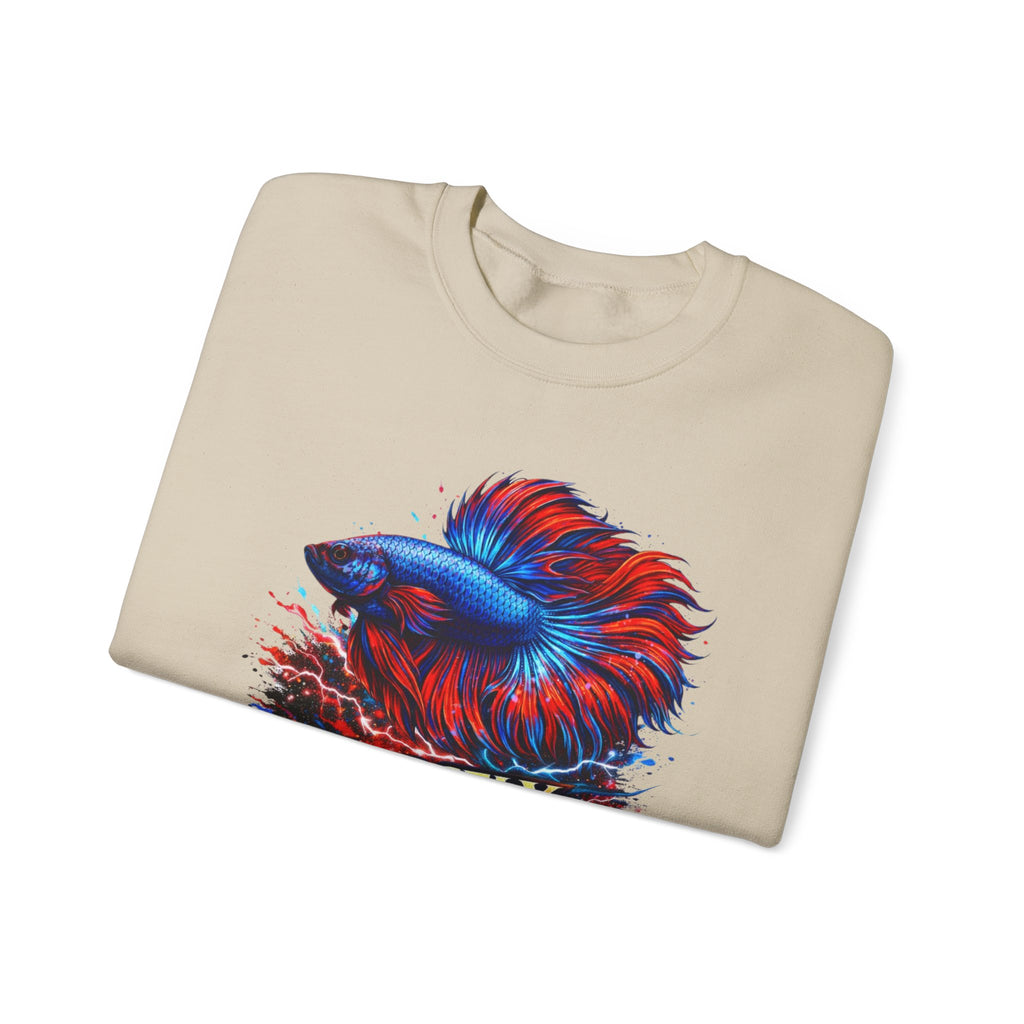 Betta Fish Crewneck Sweatshirt — "Fiercely Betta" Colorful Aquarium Graphic