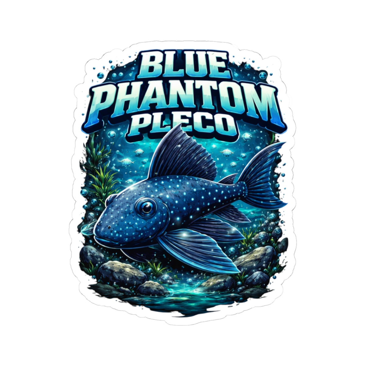 Blue Phantom Pleco Sticker — Aquarium Fish Decal