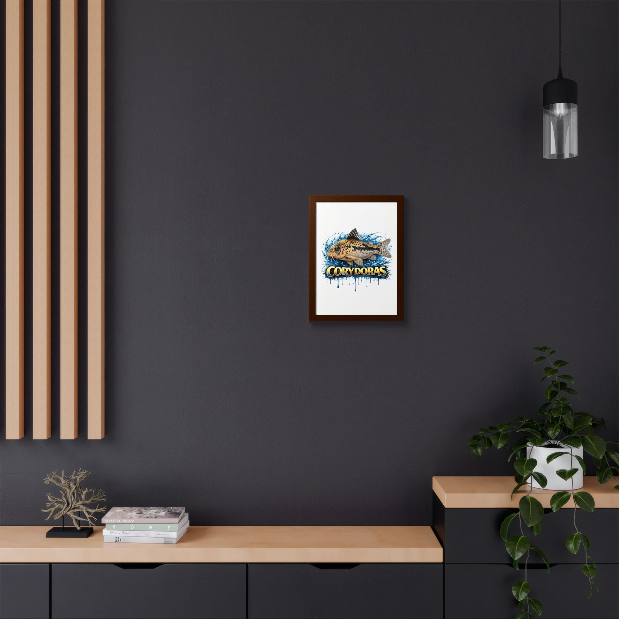 Corydoras Fish Framed Poster — Colorful Aquarium Art Print