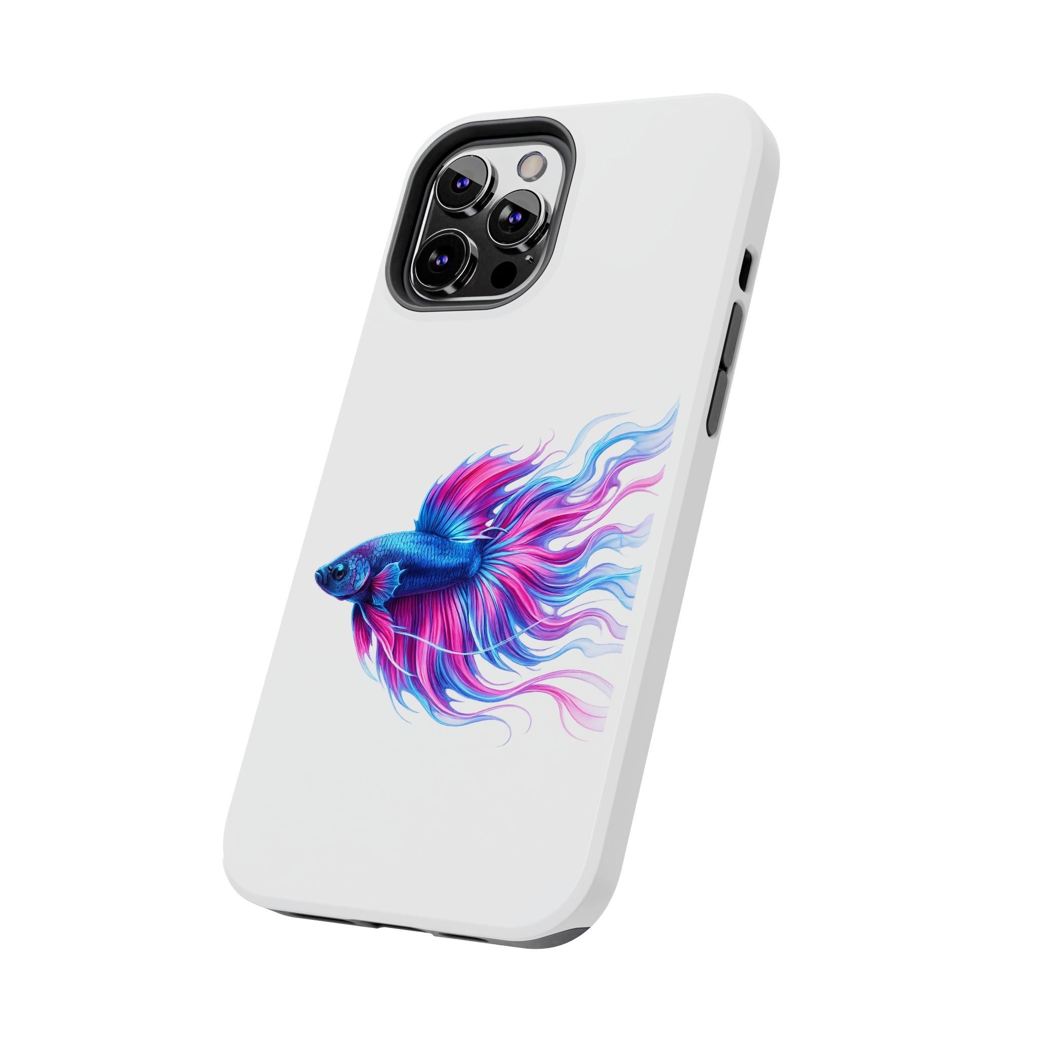 Betta Fish Tough Phone Case — Colorful Blue & Pink Aquarium Art