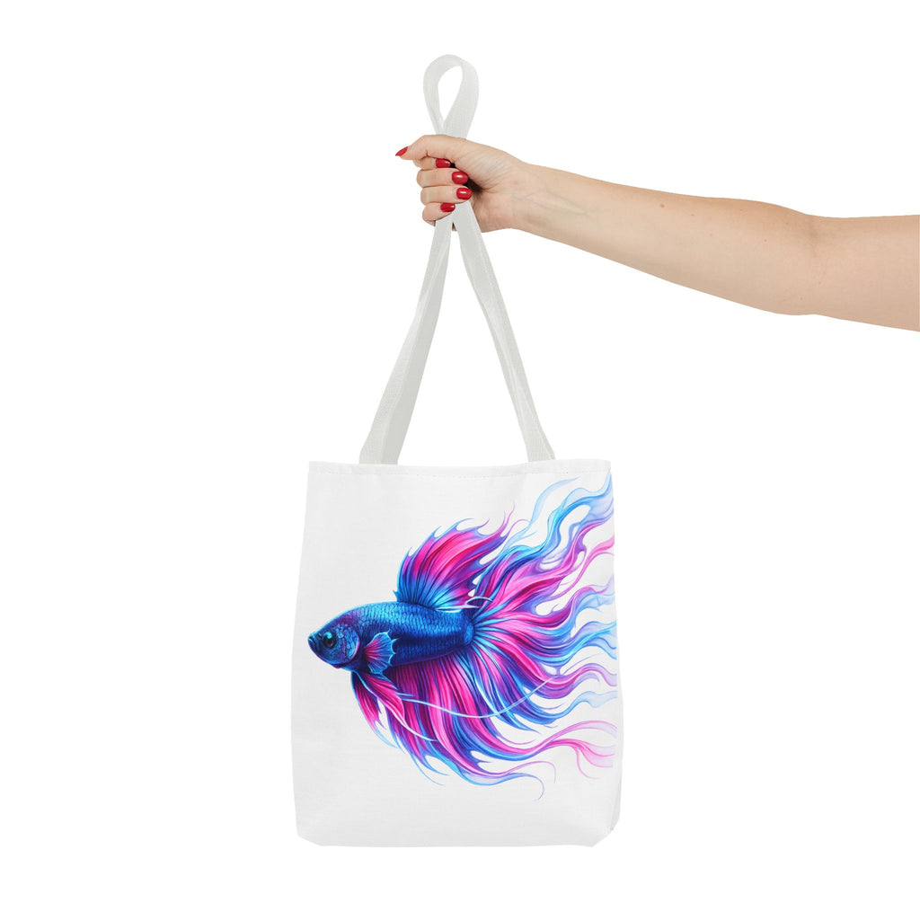 Colorful Betta Fish Tote Bag — Vibrant Blue & Pink Aquatic Art Beach Tote