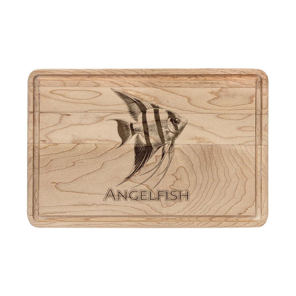 Engraved Angelfish Wooden Cutting Board — Personalized Kitchen Serving & Prep Board