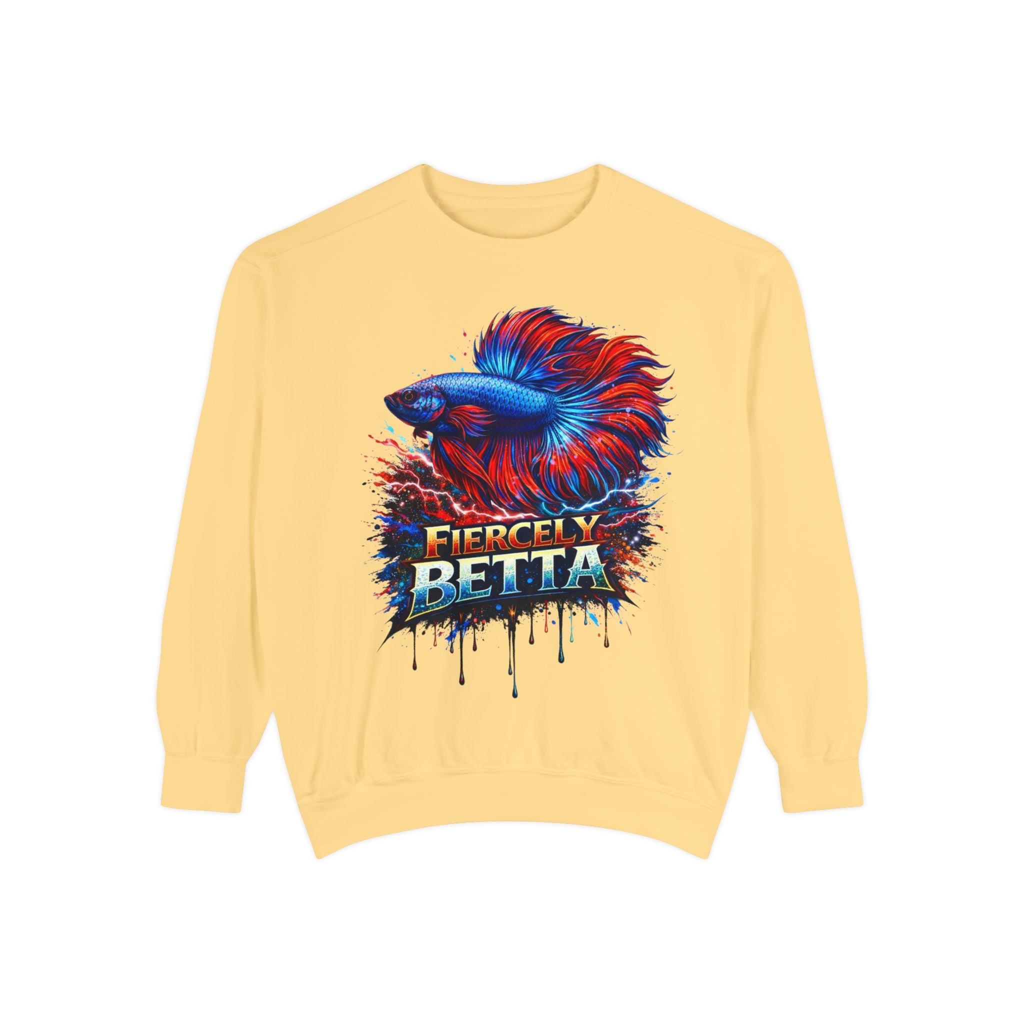 Betta Fish Sweatshirt — "Fiercely Betta" Colorful Aquarium Crewneck
