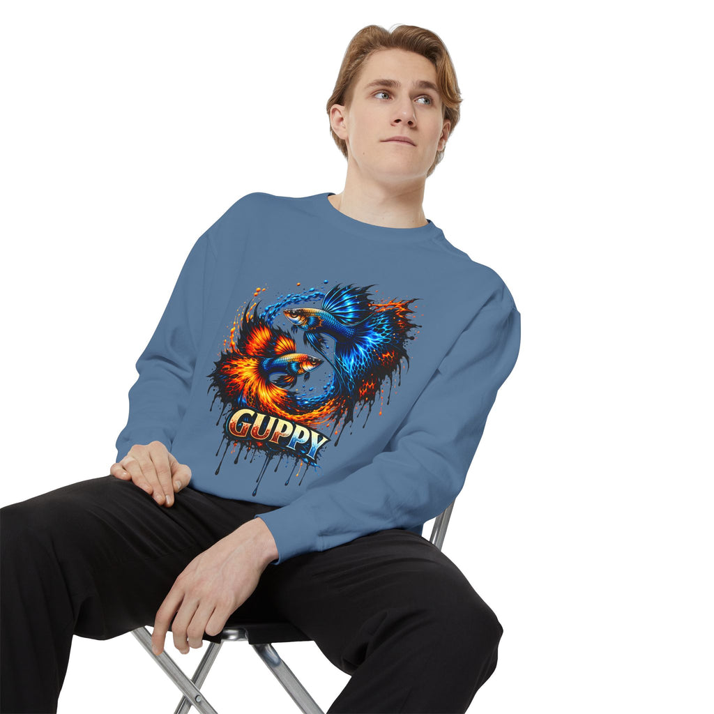 Fire & Ice Guppy – Premium "Neon Flare" Garment-Dyed Sweatshirt