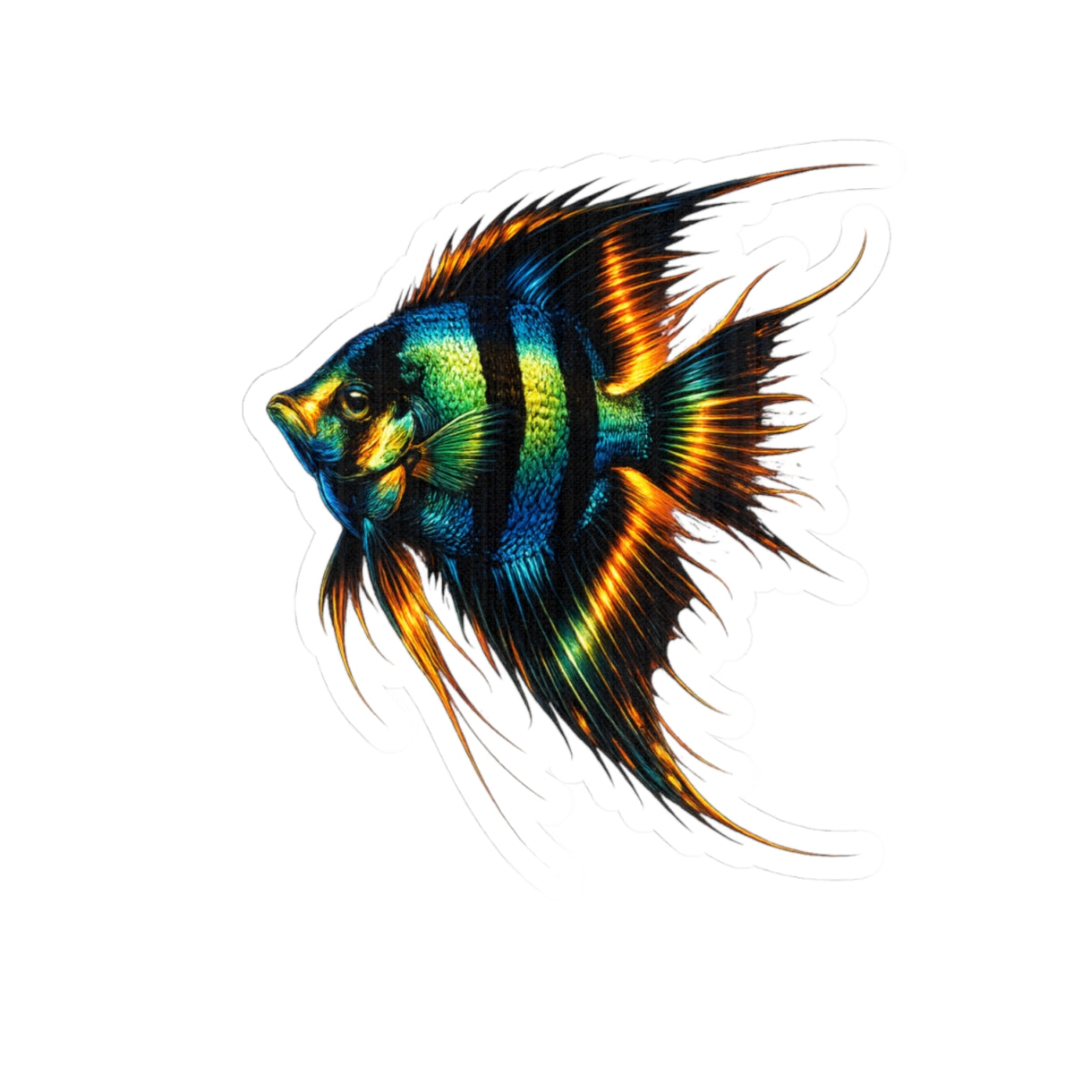 Angelfish Kiss-Cut Sticker — Colorful Tropical Aquarium Fish Decal
