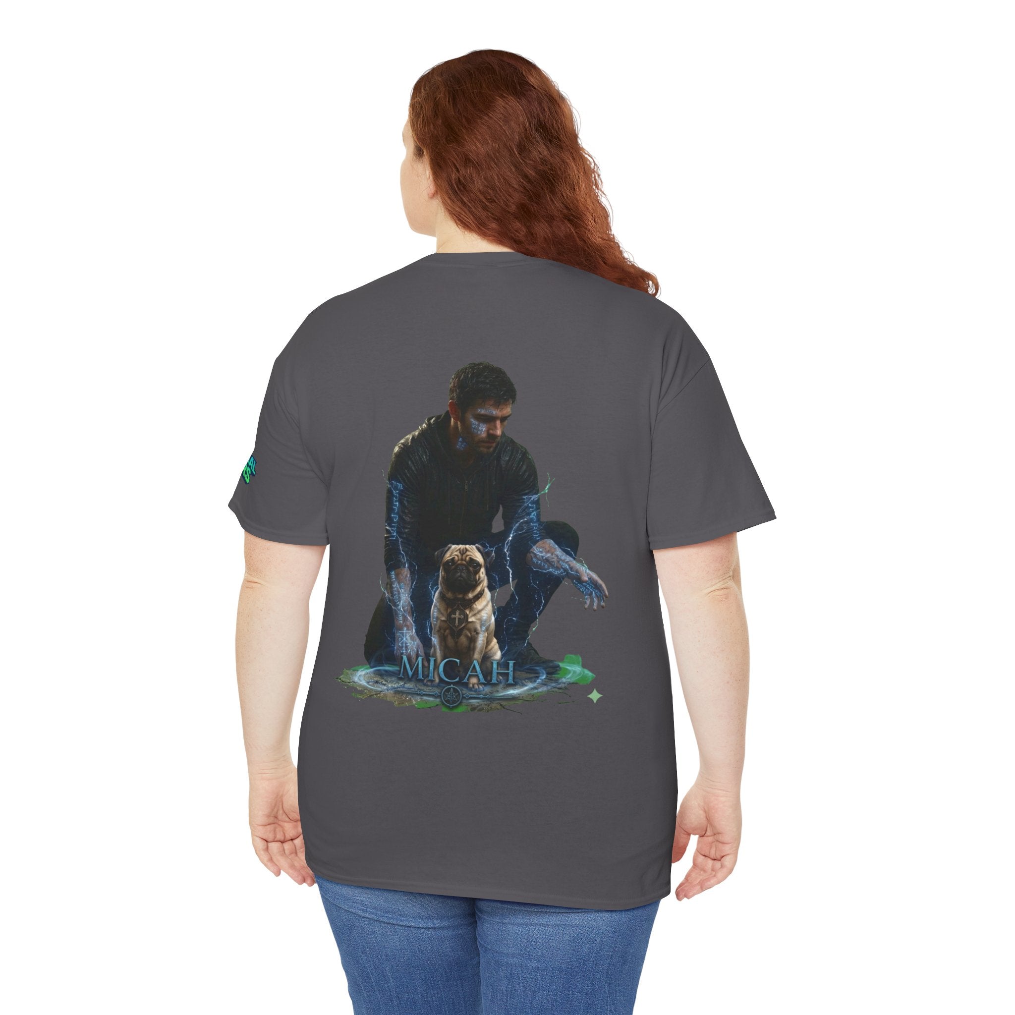 T-Shirt — Nature Warrior Graphic Tee with Man and Dog Illustration