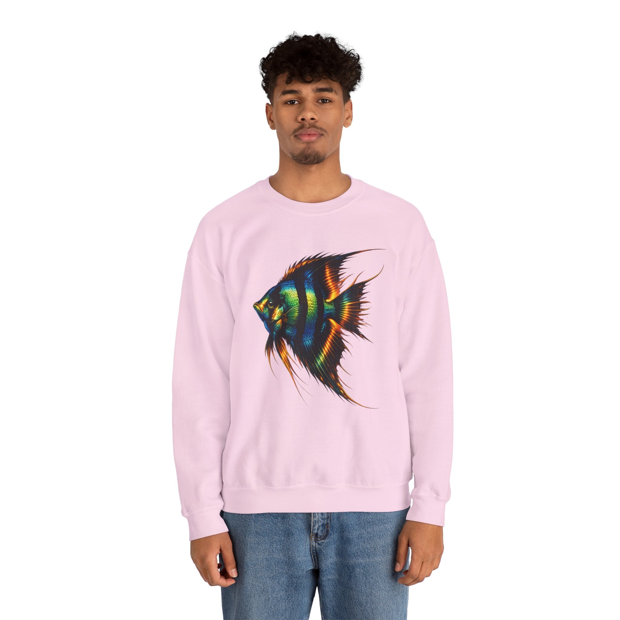 Angelfish Graphic Sweatshirt — Colorful Tropical Fish Crewneck