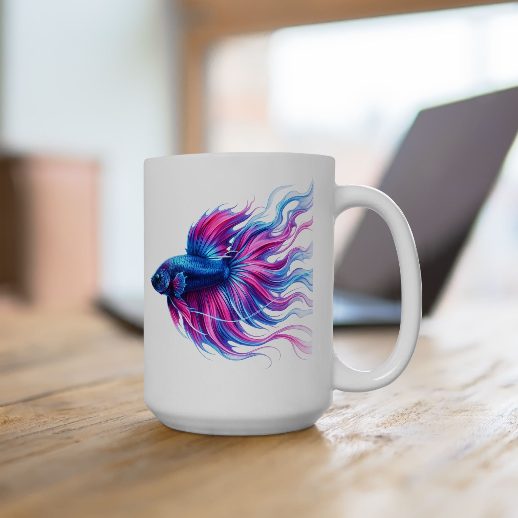 Colorful Betta Fish Ceramic Mug — Vibrant Aquatic Art Coffee Cup (11oz, 15oz)