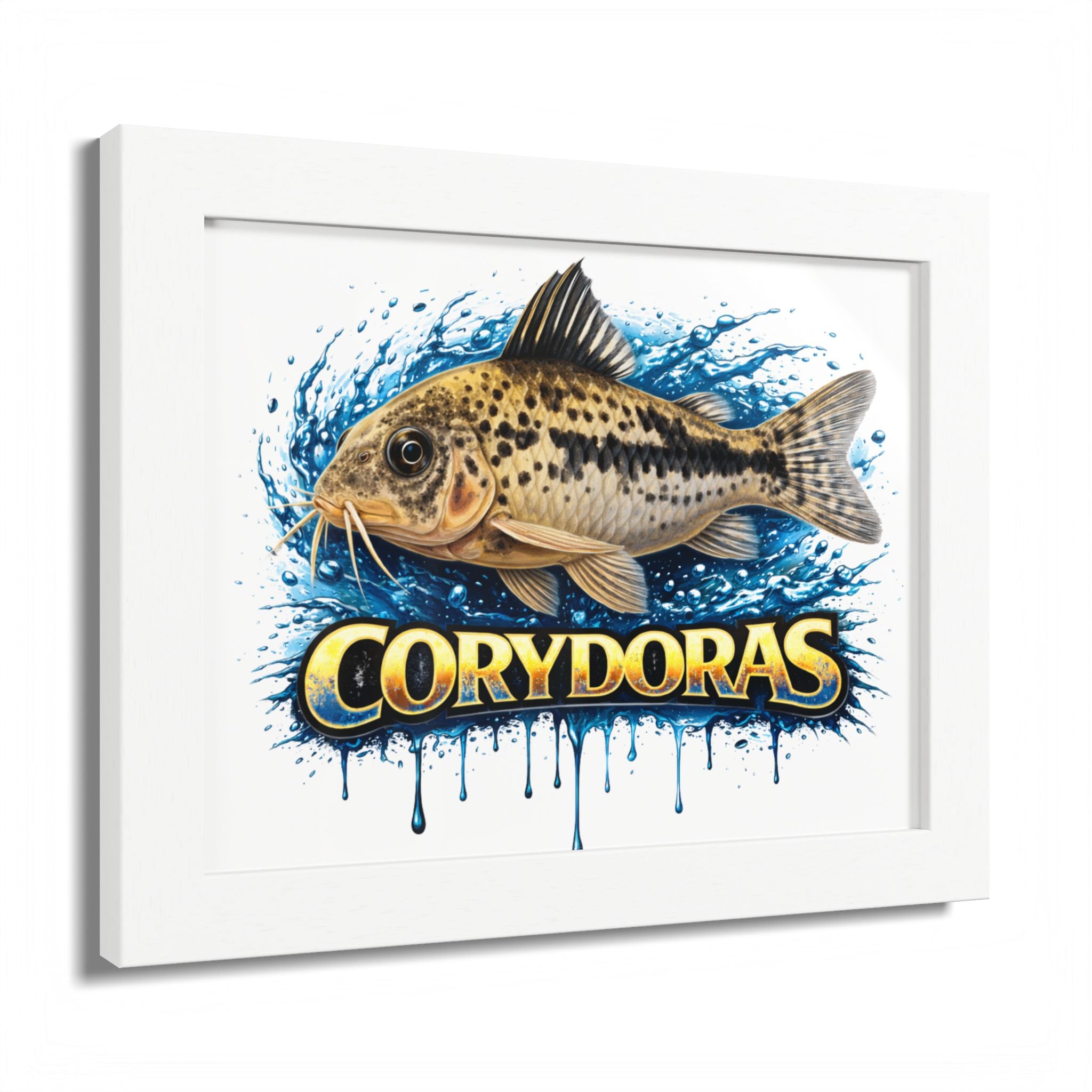 Corydoras Fish Framed Poster — Colorful Aquarium Art Print