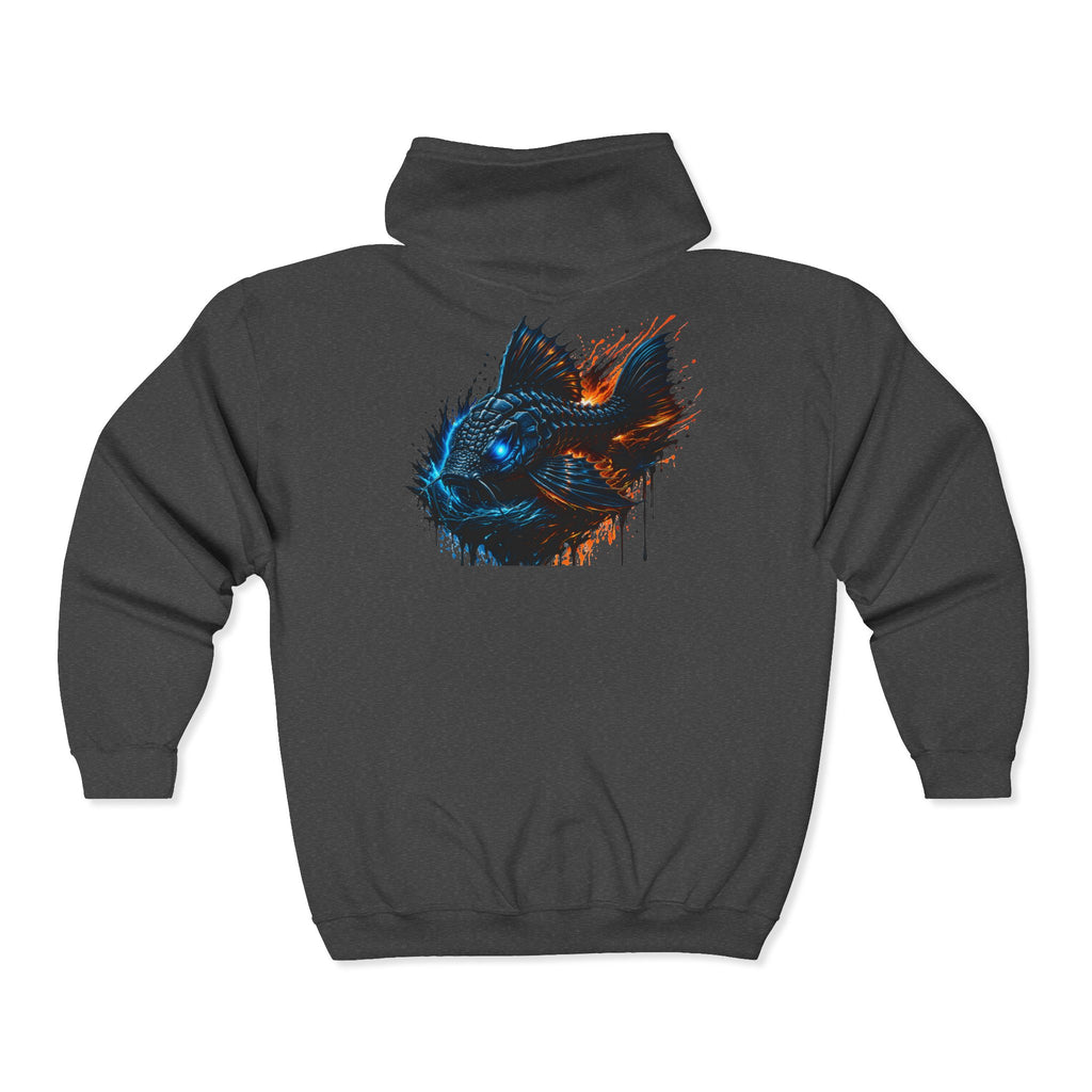 Armored Pleco – Premium Full-Zip "Deep Glow" Hoodie Art Back Print