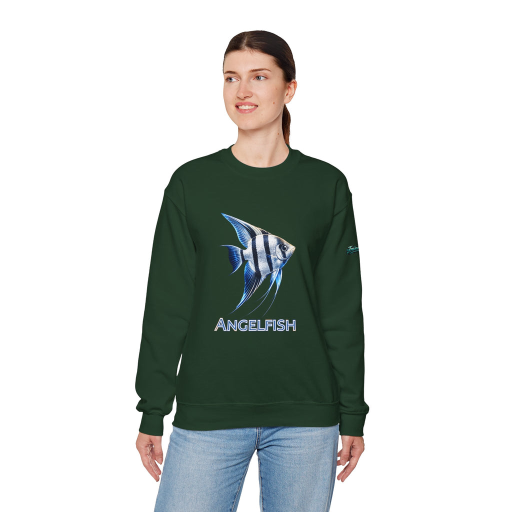 Angelfish Crewneck Sweatshirt — Blue Tropical Fish Graphic