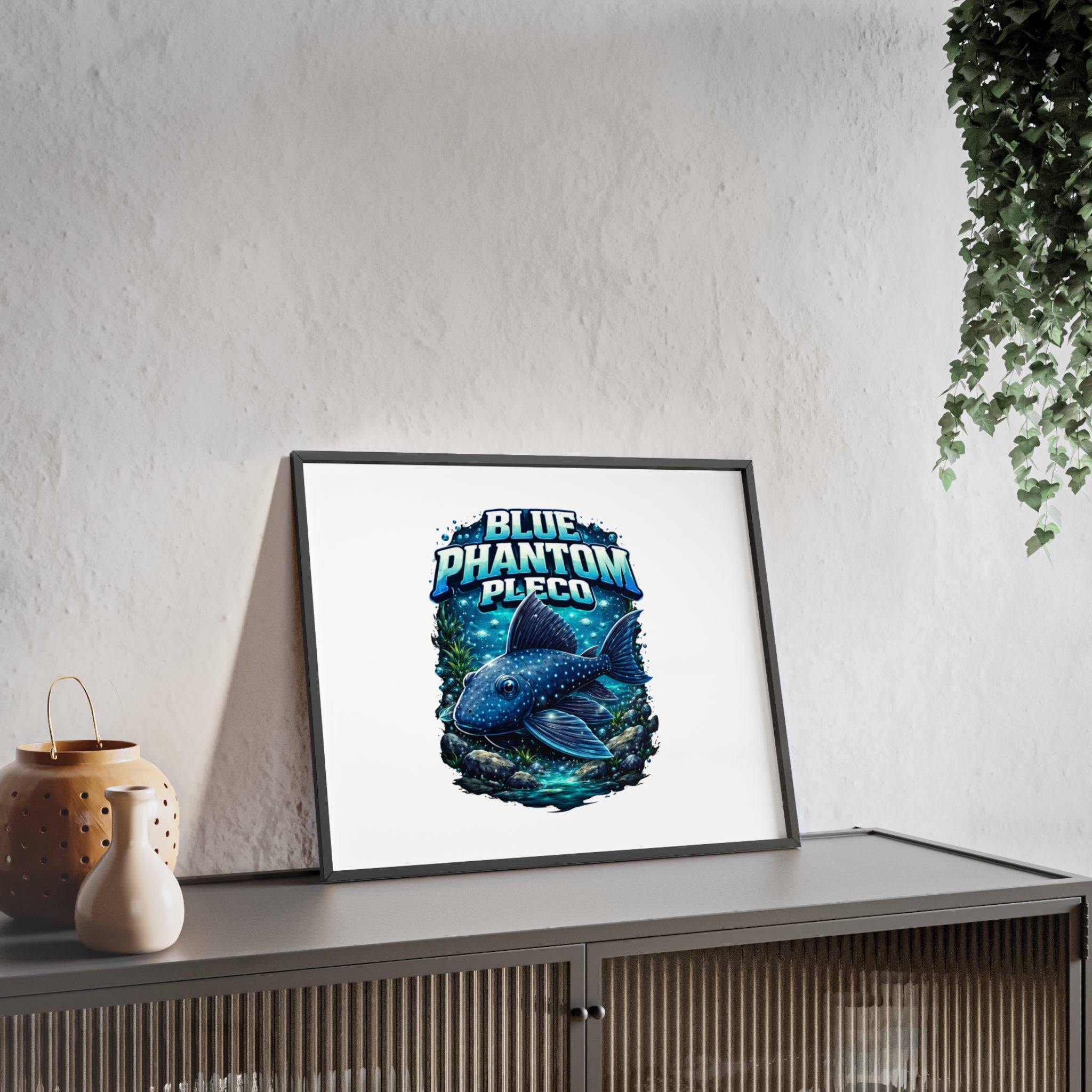 Blue Phantom Pleco Poster — Framed Aquarium Fish Wall Art