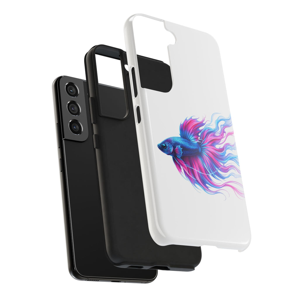 Betta Fish Tough Phone Case — Colorful Blue & Pink Aquarium Art