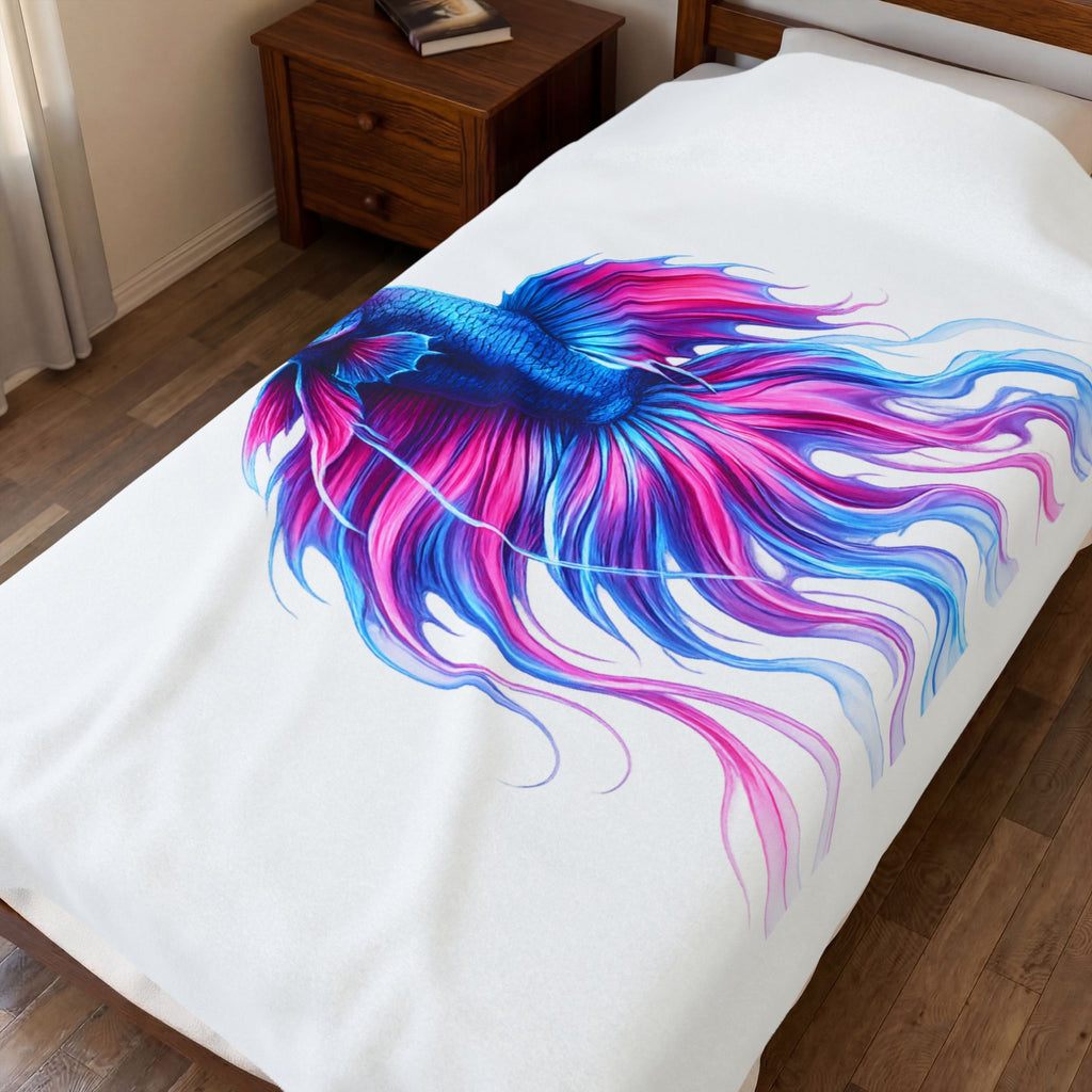 Velveteen Plush Blanket — Electric Paint Betta