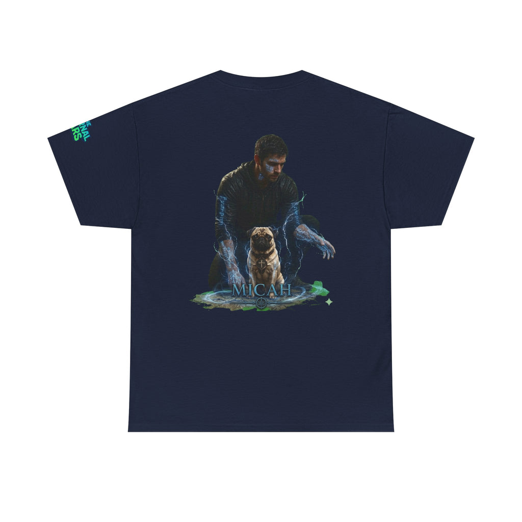 T-Shirt — Nature Warrior Graphic Tee with Man and Dog Illustration