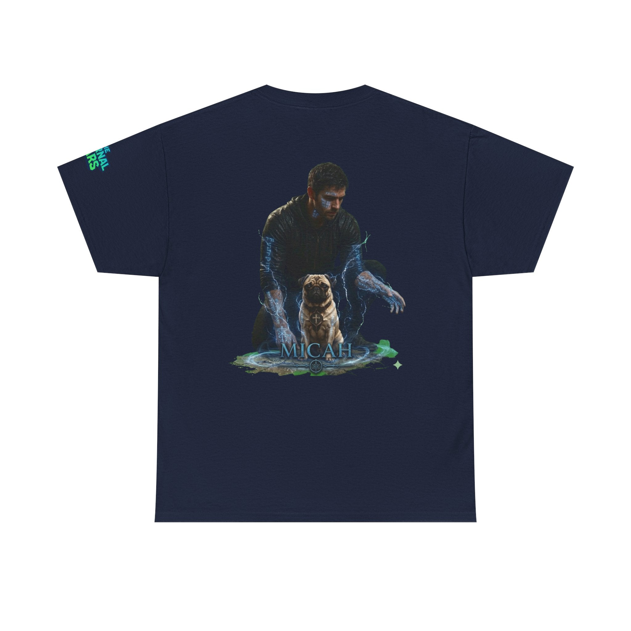 T-Shirt — Nature Warrior Graphic Tee with Man and Dog Illustration