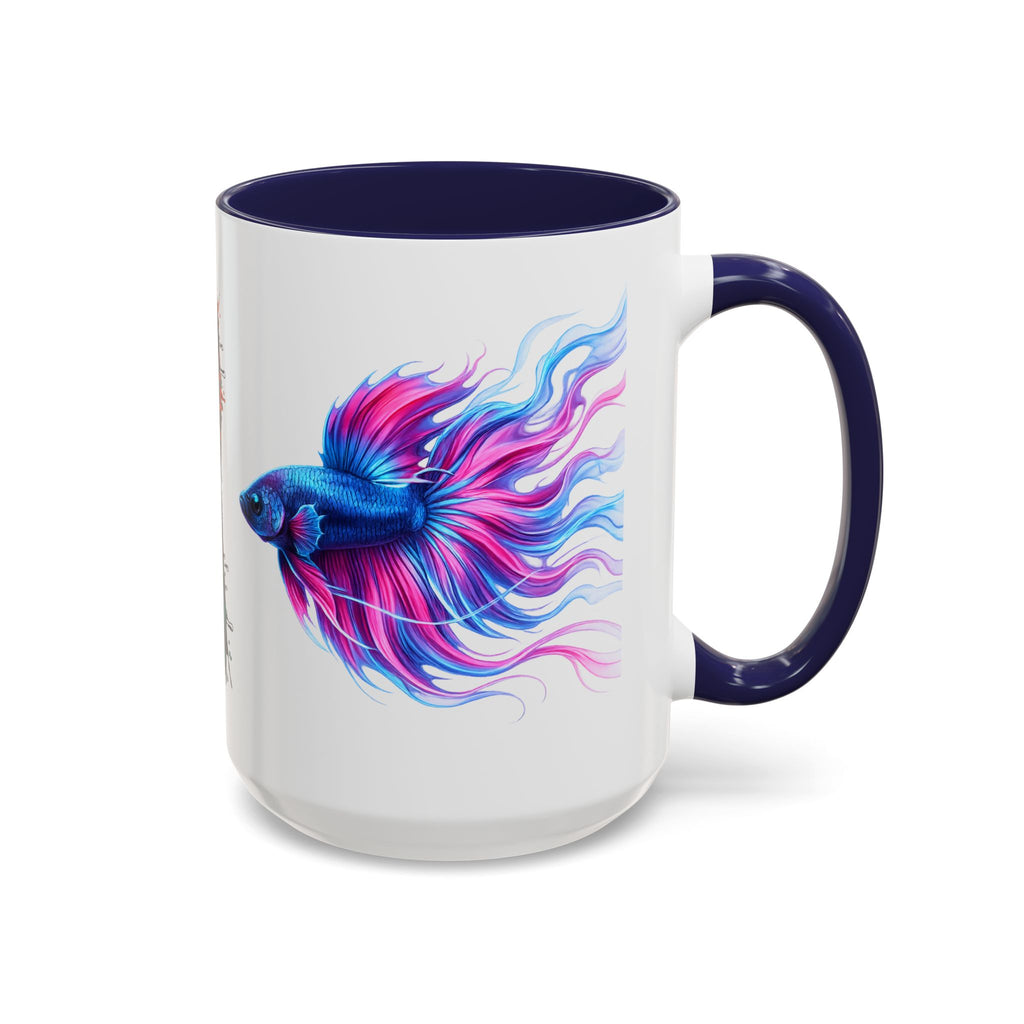 Betta Fish Accent Coffee Mug — Vibrant Neon Betta Design (11/15 oz)