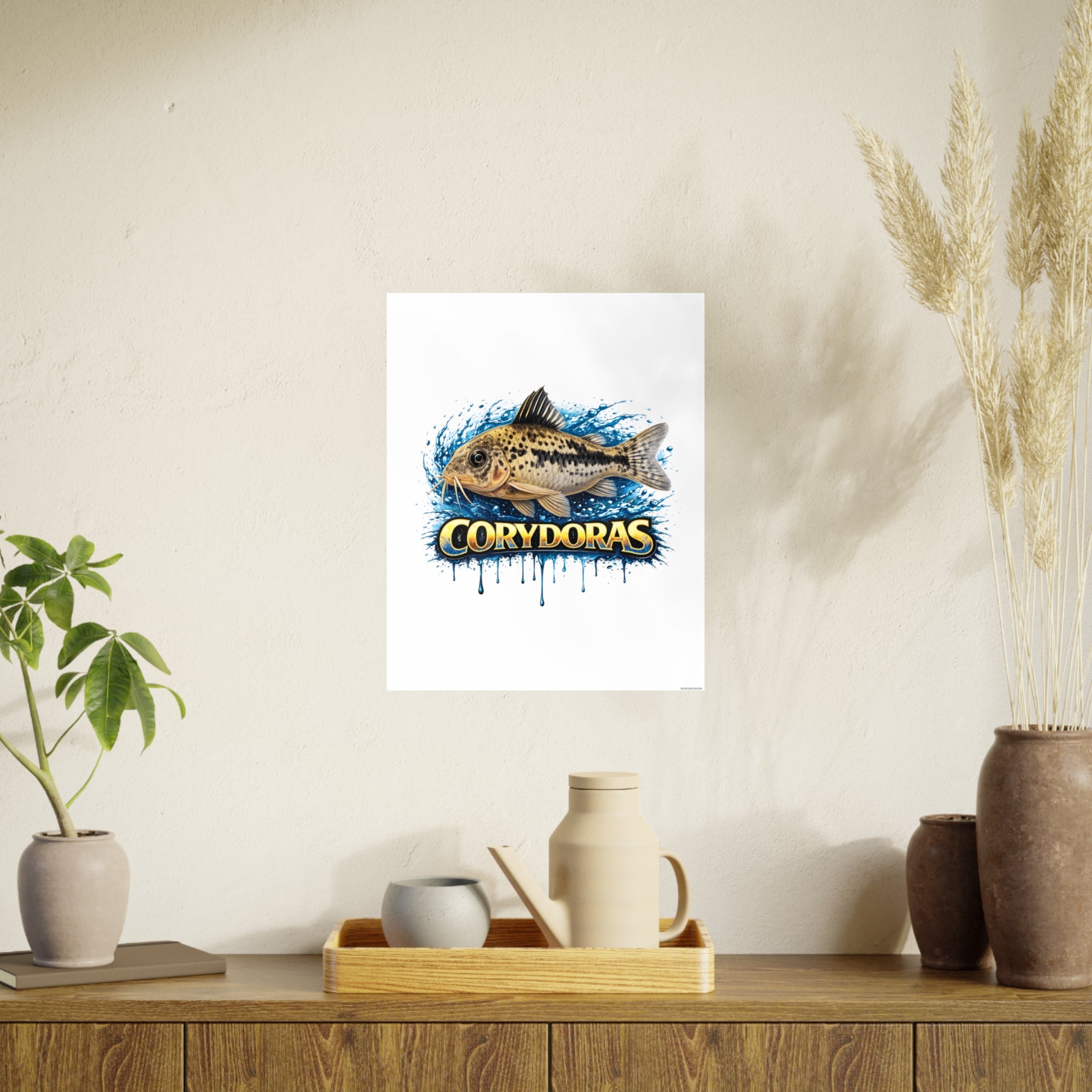 Peppered Corydoras Fish Art Poster — Vibrant Aquarium Print