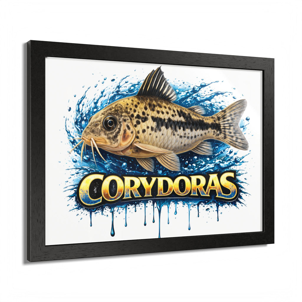 Corydoras Fish Framed Poster — Colorful Aquarium Art Print