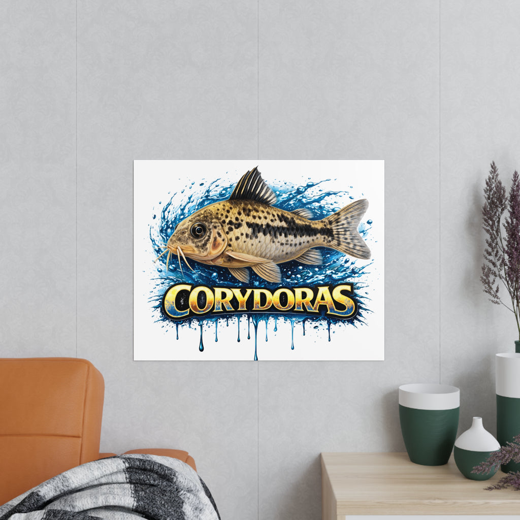 Peppered Cory Photopaper Poster — Colorful Aquarium Catfish Art Print