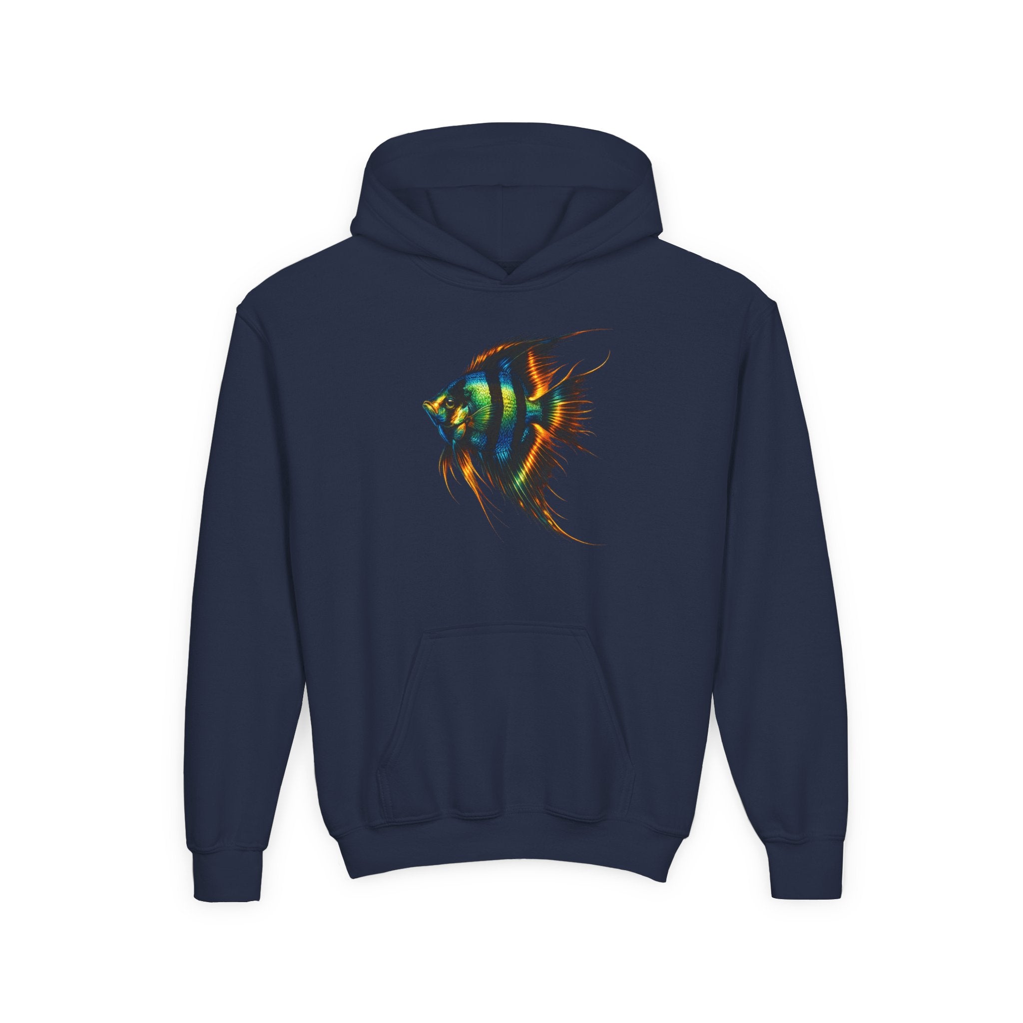Youth Angelfish Hoodie - Colorful Aquarium Fish Graphic Sweatshirt