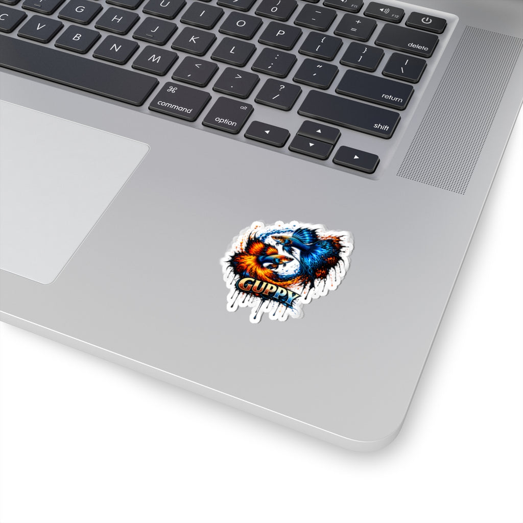 Fire & Ice Guppy – "Neon Flare" Glossy Kiss-Cut Sticker